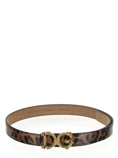 Dolce & Gabbana Leopard Print Belt In Multicolour