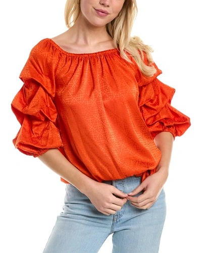 Vince Camuto Off-shoulder Jacquard Top In Red