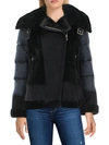 TAHARI WOMENS QUILTED FAUX FUR BOMBER JACKET