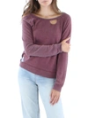 CHASER WOMENS DISTRESSED HEATHERED PULLOVER TOP