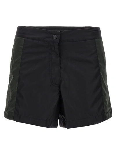 Moncler Embossed-logo Contrasting-detail Shorts In Black