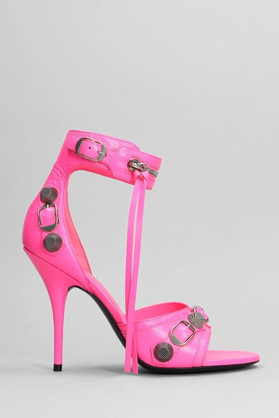 Balenciaga Cagole Heeled Sandals In Rose-pink