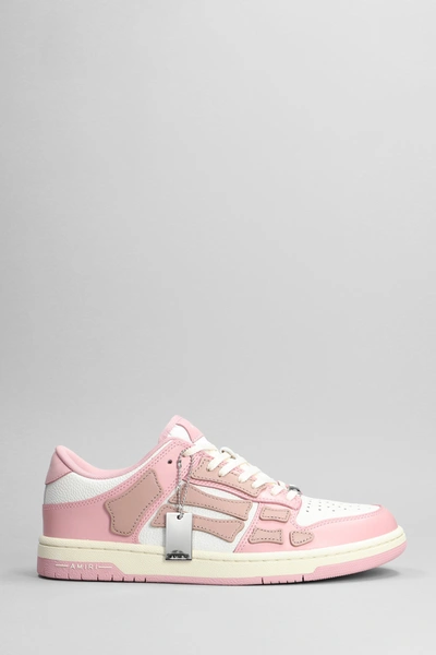 Amiri Skel Bicolor Leather Low-top Sneakers In Pink