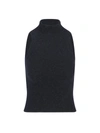 Patou High Neck Ribbed Hem Sleeveless Top In Black