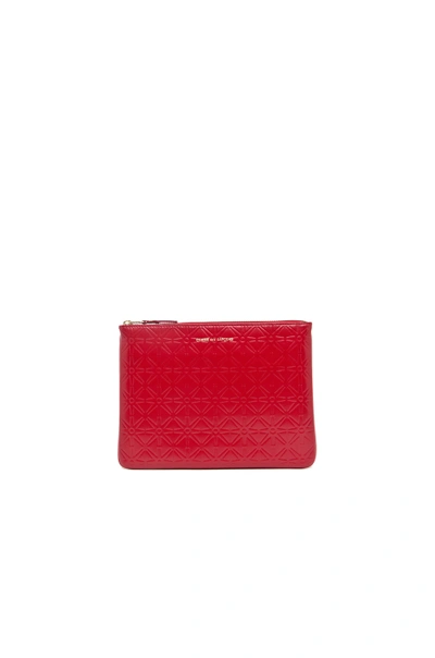 Comme Des Garçons Star Embossed Pouch In Red