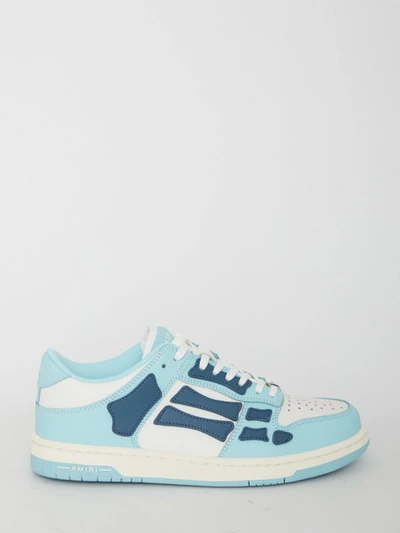 Amiri Skeleton Leather Sneakers In Azzurro/bianco