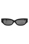 Aqs Lucia 55mm Polarized Cat Eye Sunglasses In Black