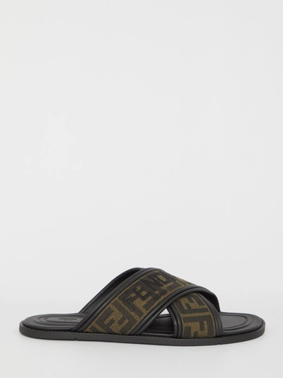 Fendi Jacquard Ff Sandals In Beige ModeSens