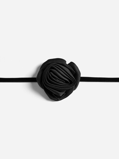 Prada Rose Silk Necklace In Black