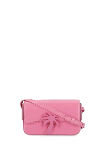 Palm Angels Palm Beach Flap Leather Shoulder Bag In Pink