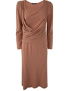 ALBERTA FERRETTI ALBERTA FERRETTI LONG SLEEVES V NECK MIDI DRESS CLOTHING