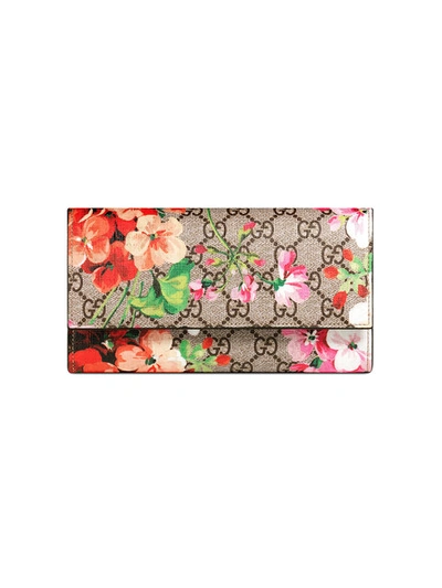 Gucci Gg Blooms Supreme Canvas Continental Wallet In Pink