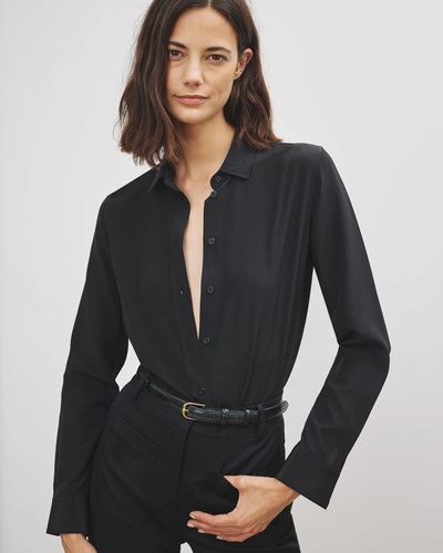Nili Lotan Gaia Slim Shirt In Marine Blue