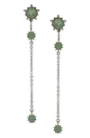 OLIVIA WELLES SUNBURST CRYSTAL CHAIN DROP LINEAR EARRINGS