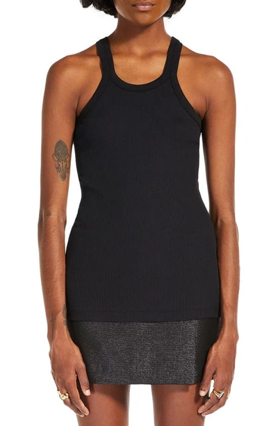 Sportmax Stretch Cotton & Silk Rib Tank In Black