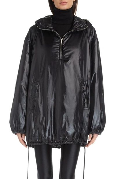 Saint Laurent Cassandre Padded Hooded Jacket In Black