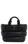 MONCLER CARADOC LEATHER PUFFER TOTE