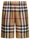 Burberry Beige Check Bermuda Shorts In Silk Man  In Beige