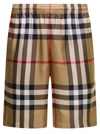 Burberry Beige Check Bermuda Shorts In Silk Man  In Beige