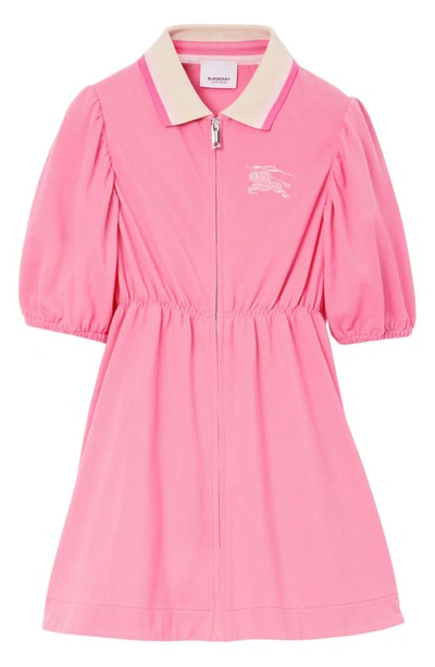 Burberry Kids' Alesea Ekd Embroidered Cotton Piqué Dress In Soft Bubblegum Pink