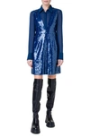Akris Sequin Long Sleeve Pinafore Dress In 077 Denim