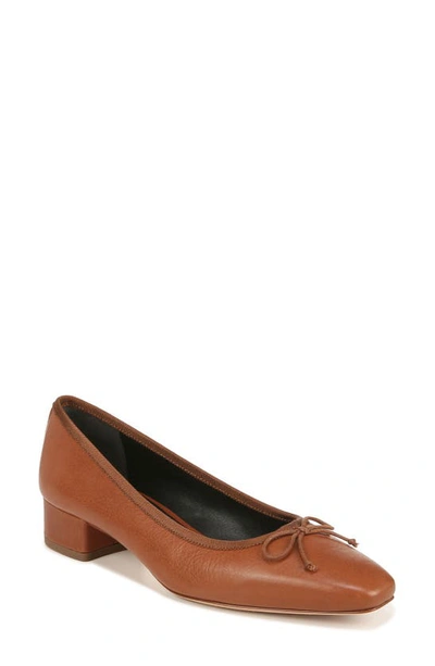 Veronica Beard Cecelia Leather Block-heel Ballerina Pumps In Caramel