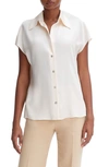 Vince Cap-sleeve Ruched-back Silk Blouse In Chiffon