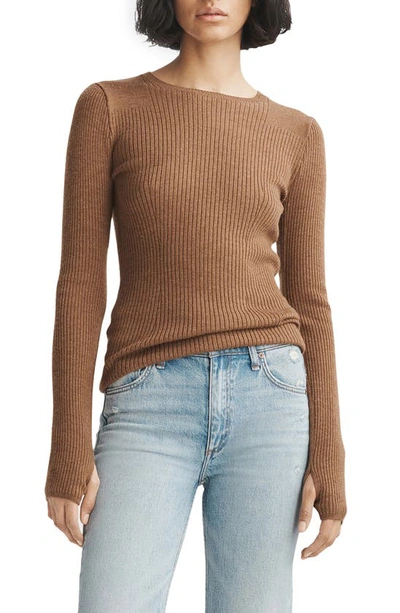 Rag & Bone Audrina Brushed-texture Wool-blend Knitted Top In Camel