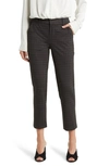 Wit & Wisdom Crosshatch High Waist Ankle Straight Leg Ponte Pants In Charcoal Brown Olive