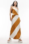 Topshop Large Stripe Maxi Skirt In Spiced Rum - Part Of A Set-multi