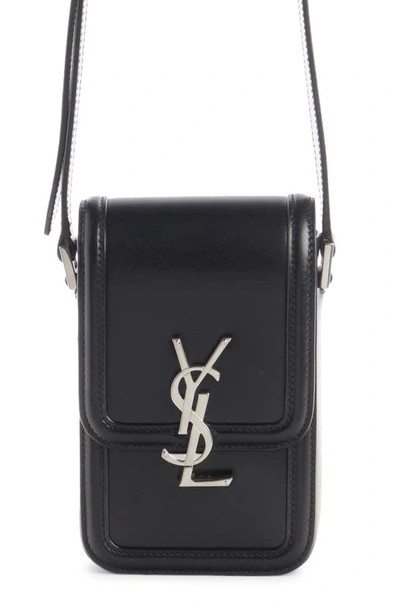 Saint Laurent Solferino Mini Logo-embellished Leather Messenger Bag In Black