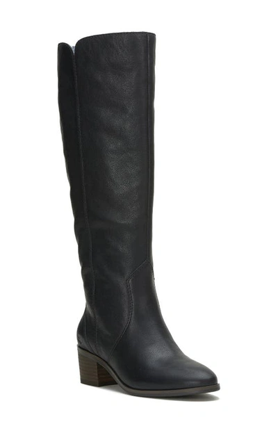 Lucky Brand Cashlin Womens Leather Round Toe Knee-high Boots In Black Leather