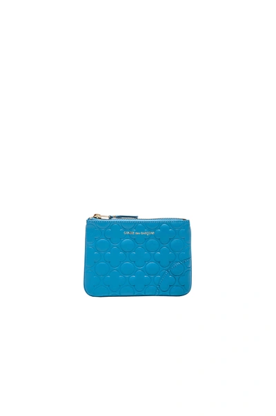 Comme Des Garçons Clover Embossed Small Pouch In Blue
