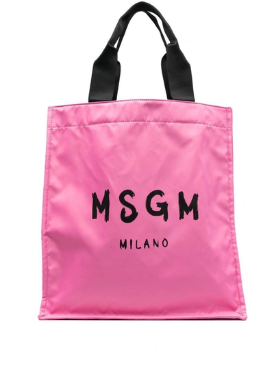Msgm Logo-print Tote Bag In Pink