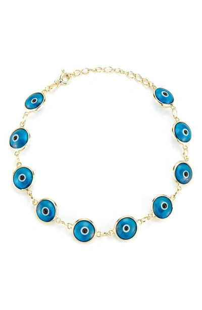 Sphera Milano Sterling Silver Evil Eye Bracelet In Gold