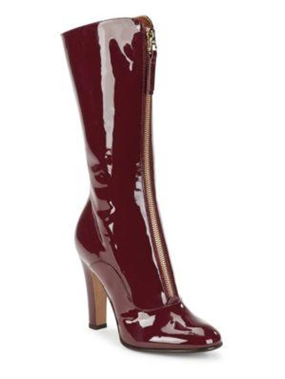 Valentino Garavani Mid-calf Leather Ankle Boots In Red