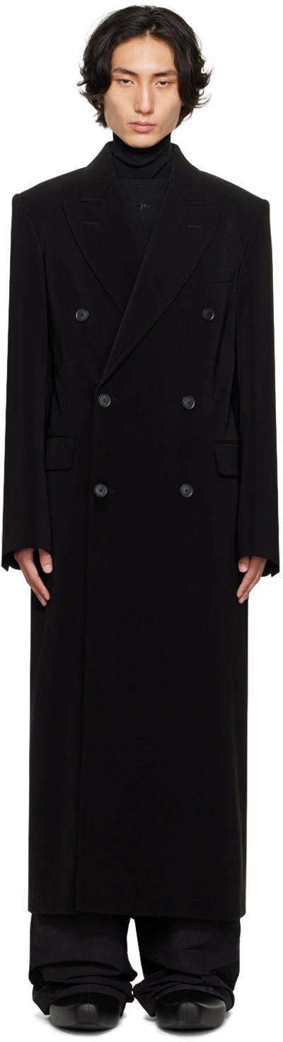 Balenciaga Double-breasted Longline Coat In Black