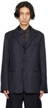 DRIES VAN NOTEN NAVY STRIPED BLAZER