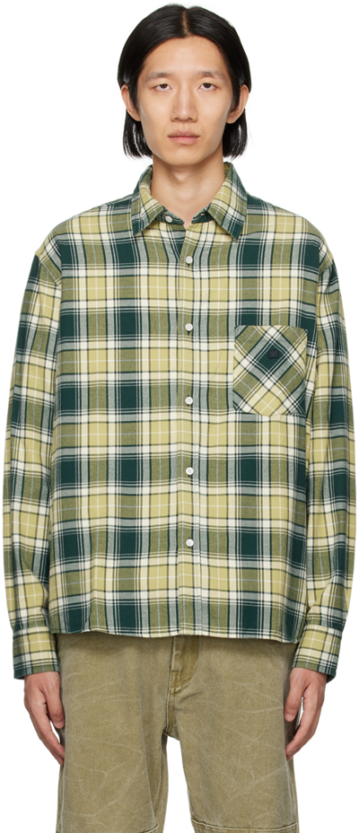 Acne Studios Green Check Shirt In Cyv Forest Green/lig