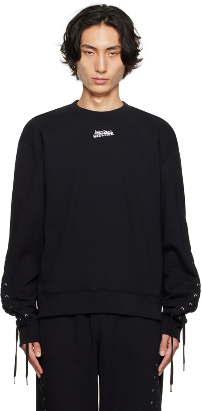 Jean Paul Gaultier Black Lace-up Sweatshirt In 00-black