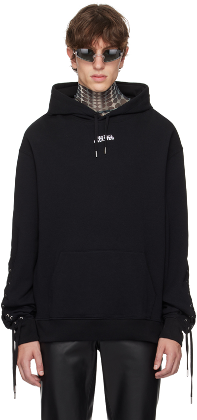 Jean Paul Gaultier Black Laced Hoodie In 00-black