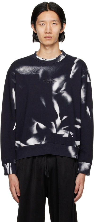 Mm6 Maison Margiela Black Printed Sweatshirt In 001s Black/white