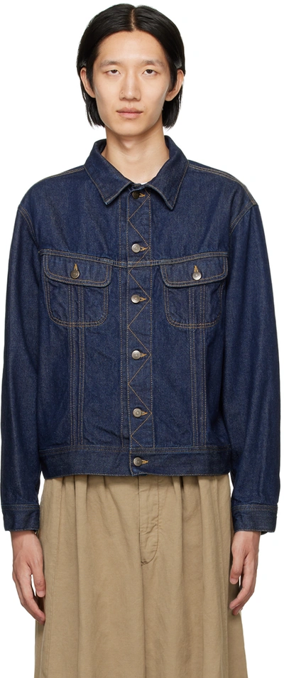 Maison Margiela Classic Buttoned Denim Jacket In Navy