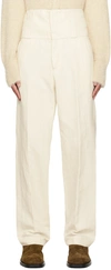 DRIES VAN NOTEN OFF-WHITE CREASED TROUSERS