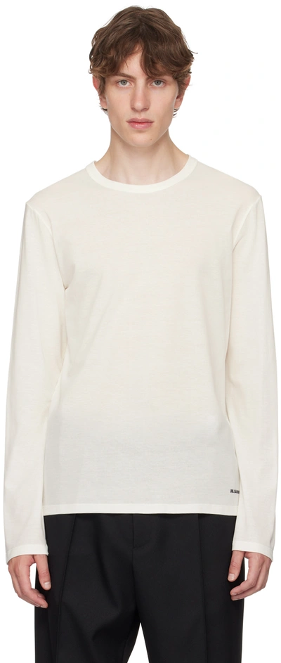 JIL SANDER WHITE PRINTED LONG SLEEVE T-SHIRT