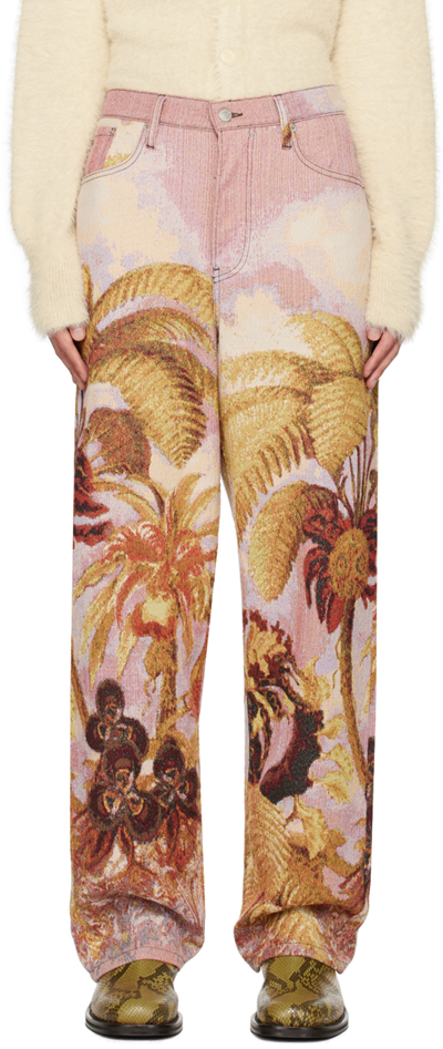 Dries Van Noten Pink Jacquard Jeans In Pink (305)