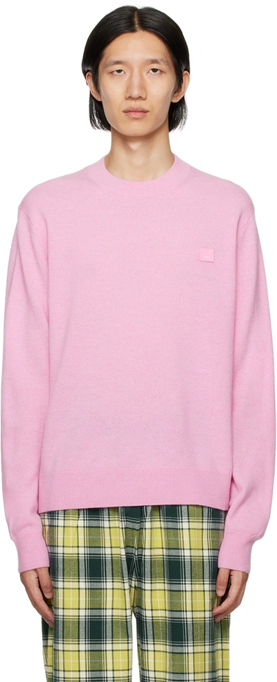 Acne Studios Pink Patch Sweater In Bp5 Bubble Pink