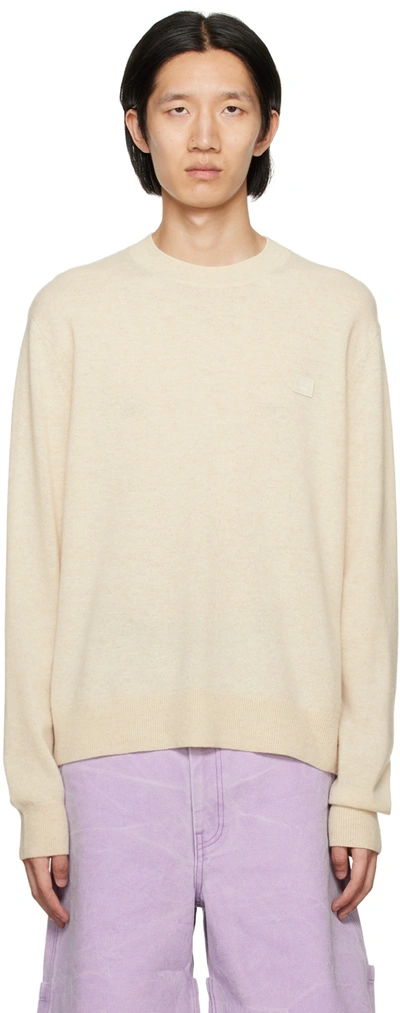 Acne Studios Beige Patch Sweater In 633 Oatmeal Melange