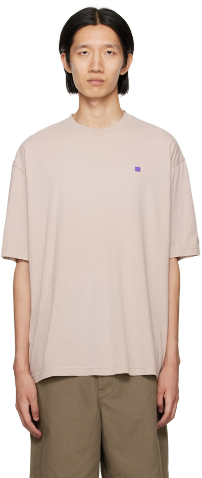 Acne Studios Beige Patch T-shirt In Pink