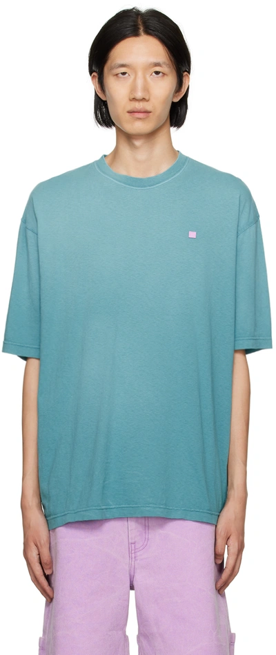 Acne Studios Blue Patch T-shirt In Ca9 Sea Green